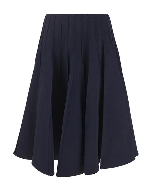 Bottega Veneta Blue Sartorial Wool Plissè Maxi Skirt