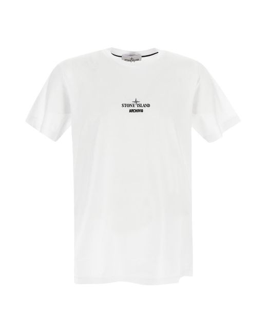 Stone Island White Cotton T-shirt for men