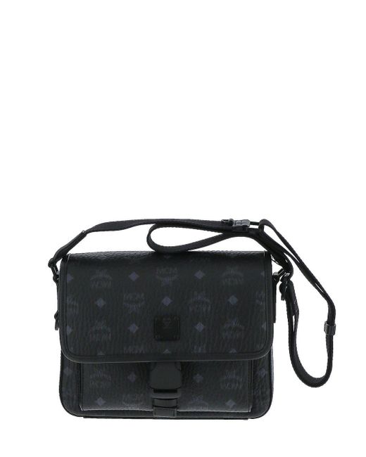 MCM Leather Klassik Messenger Bag in Black | Lyst