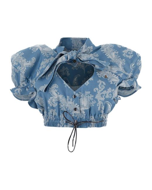 Vivienne Westwood Blue Cropped Football Heart Top