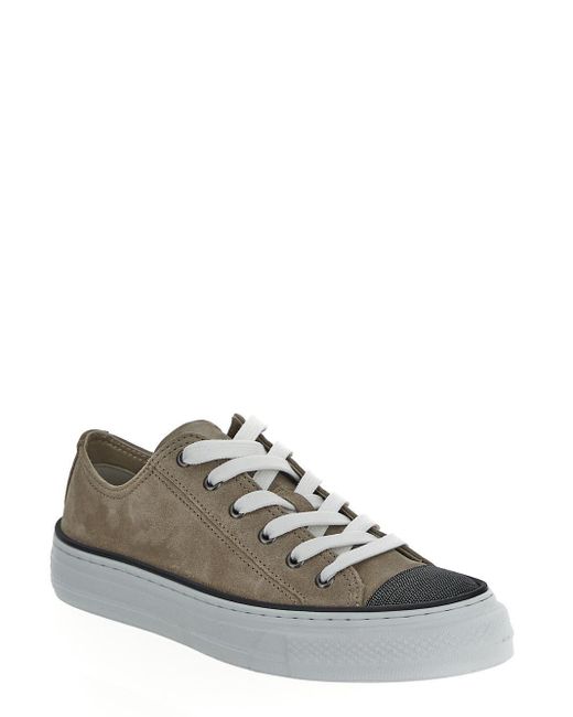 Brunello Cucinelli Natural Leather Sneakers