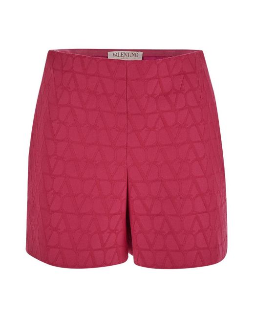 Valentino Red Logoed Shorts