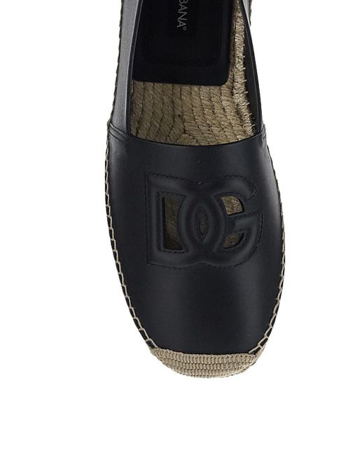 Dolce & Gabbana Black Leather Espadrillas for men