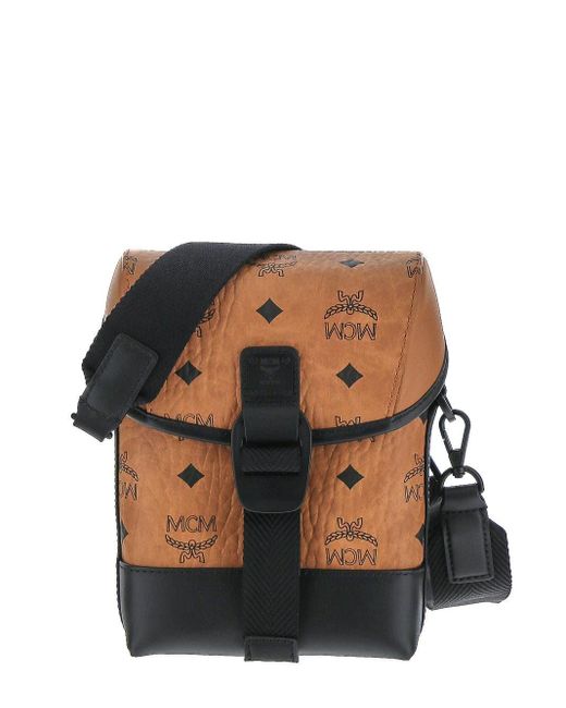 MCM Aren N/s Crossbody In Visetos in Black Lyst