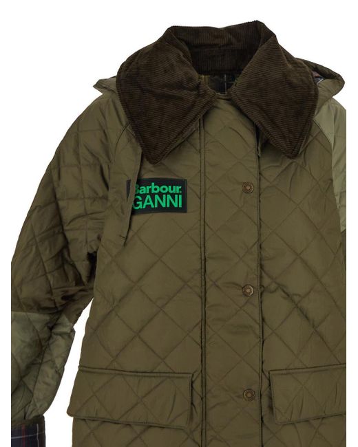 BARBOUR X GANNI Green Quilted Burghley Jacket