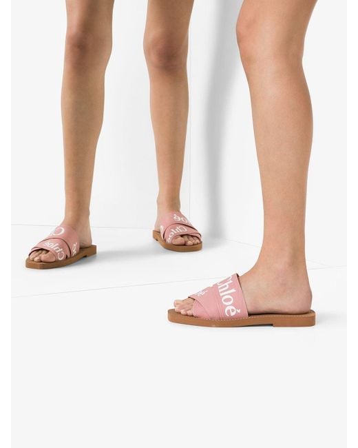 Chloé Pink Woody Flat Sandals