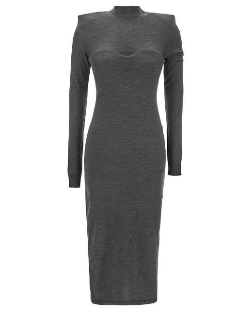 Sportmax Wool Talento Knit Dress in Grey (Gray) | Lyst