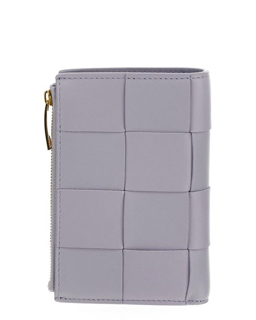 Bottega Veneta Purple Medium Cassette Bi-fold Zip Wallet