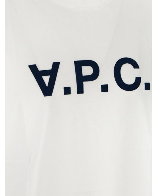 A.P.C. White Flocked Logo T-shirt