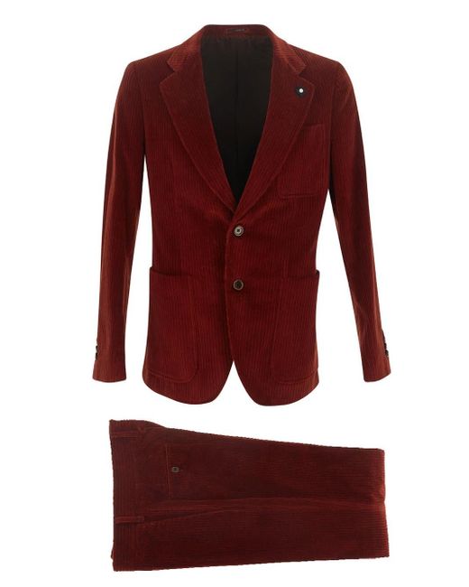 Lardini Corduroy Suit in Red for Men Lyst