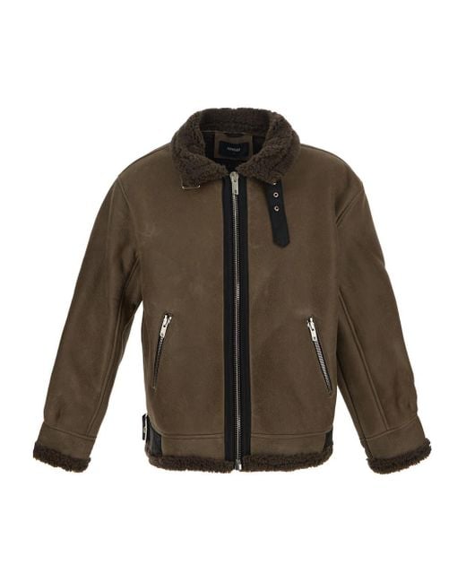 Represent Brown Bomber Eco-shearling Jacket for men