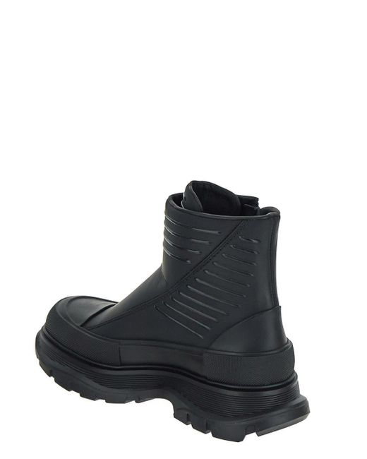 Alexander McQueen Black Tread Slick Ankle Boots for men