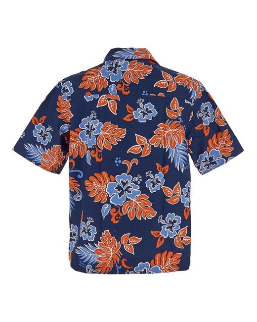 Maison Kitsuné Blue Floral Shirt for men
