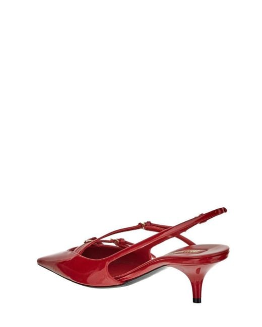 Miu Miu Red Patent Leather Slingback Décolleté With Buckles