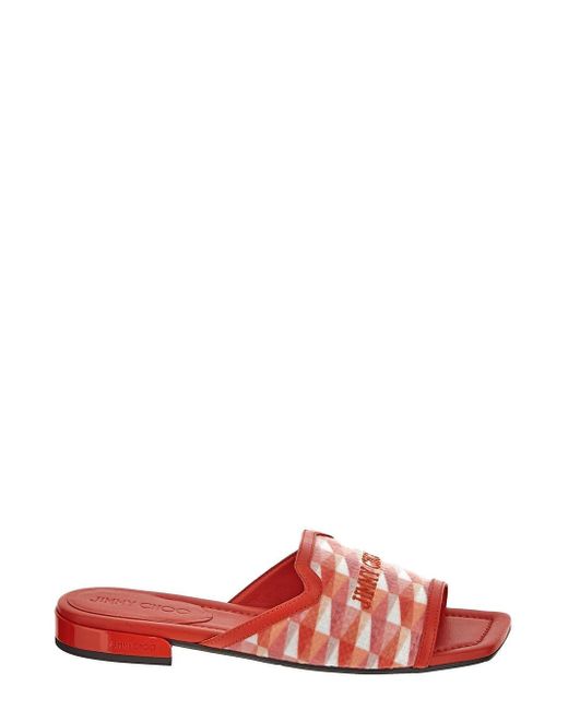 Jimmy Choo Red Nako Flat Sandals