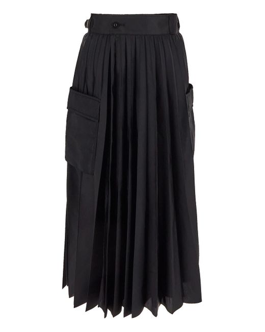 Sacai Black Pleated Cargo Skirt