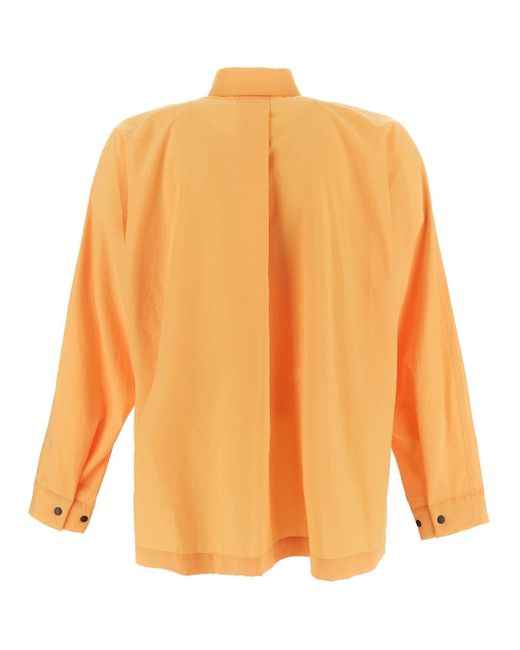 Homme Plissé Issey Miyake Orange Wrinkled Shirt for men