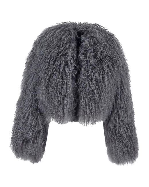 Salvatore Santoro Gray Cropped Fur Coat