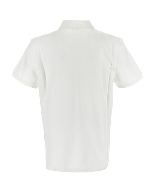 Moncler White Logoed Polo for men