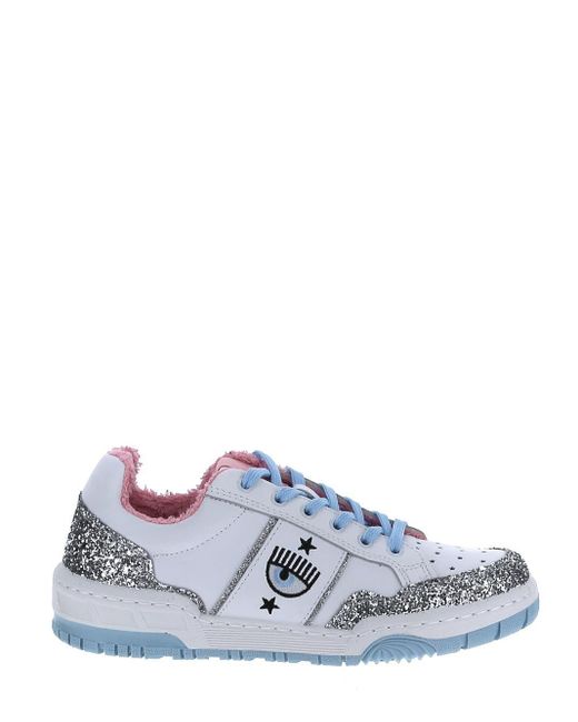Scarpe Chiara Ferragni CF-1 HIGH SNEAKERS WHITE-BLUE CF2833-032