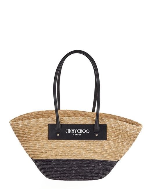 Jimmy Choo Natural Beach Basket Woven Tote Bag