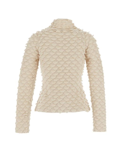 Bottega Veneta White Fish Scale Wool Sweater