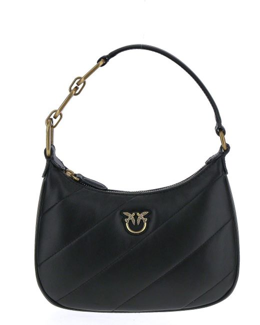 Pinko Leather Half Moon Bag in Black | Lyst