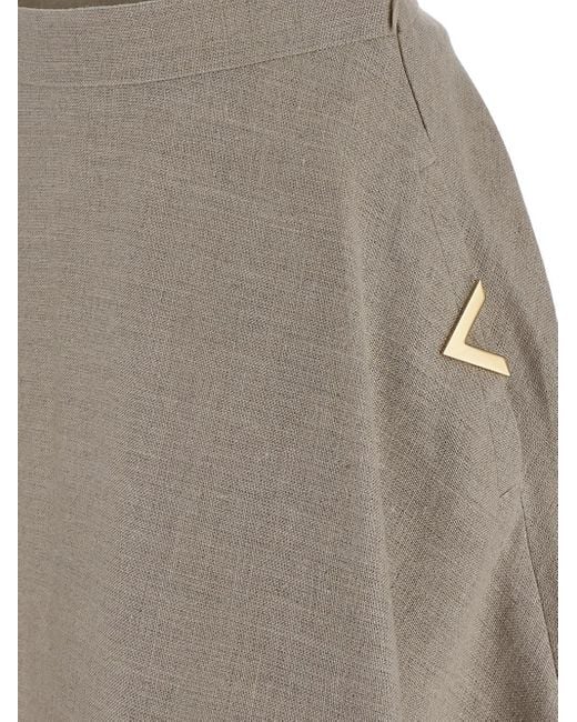 Valentino Gray Linen Skirt