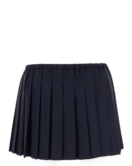 Miu Miu Blue Wool Mini Skirt