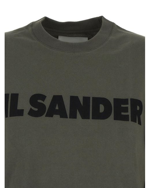 Jil Sander Green Long Sleeves Cotton T-shirt
