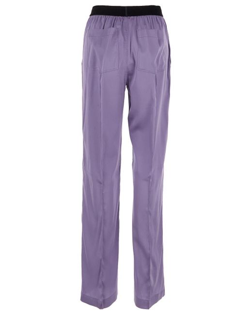 Tom Ford Purple Strech Silk Saint Pj Pants