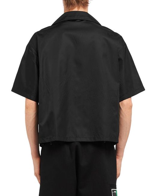 Prada Cropped Shell Shirt in Black for Men | Lyst UK