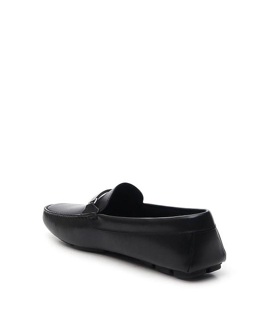 Prada Saffiano Driver Shoes in Black for Men | Lyst