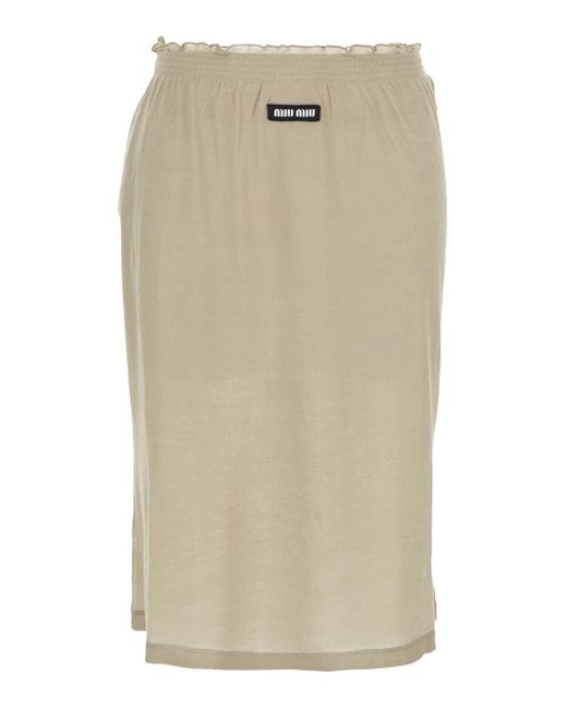 Miu Miu Natural Garment-dyed Ribbed Jersey Skirt