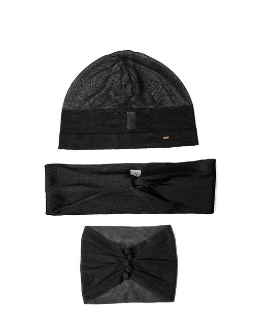 Saint Laurent Black Hat, Headband, And Choker Set In Viscrepe