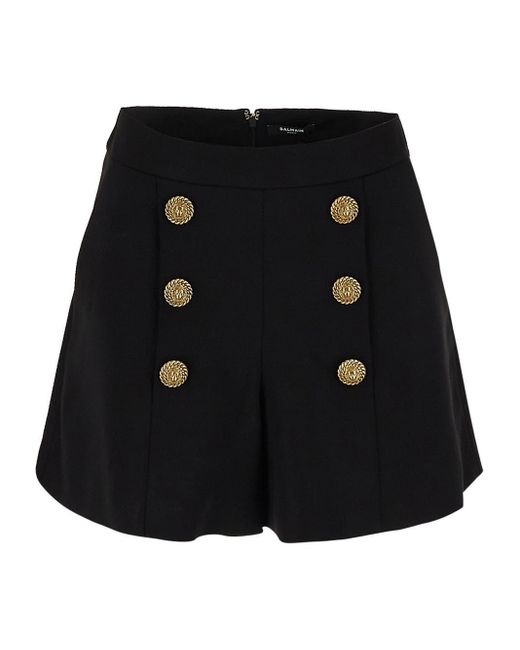 Balmain Black Contrast Buttons Shorts