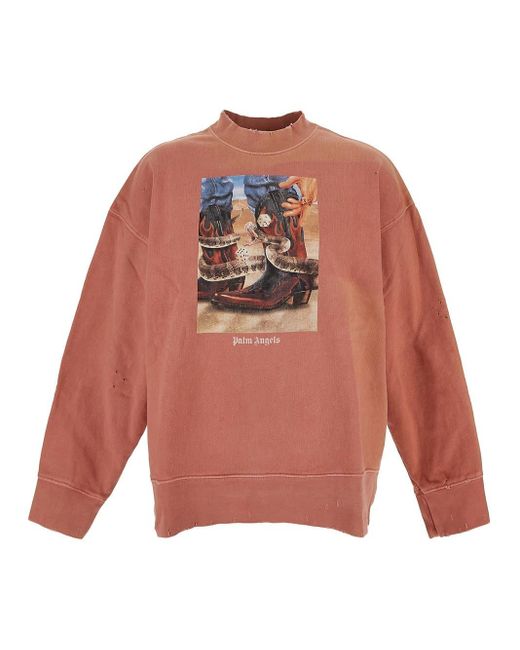 Palm Angels Orange Cotton Sweatshirt for men