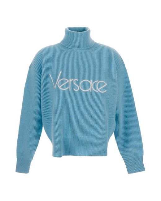 Versace Blue Wool Knitwear