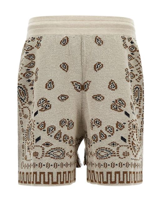 Alanui Gray Cotton Bandana Shorts for men