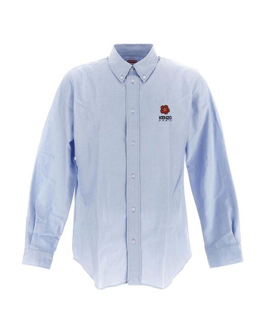 KENZO Blue Cotton Shirt for men