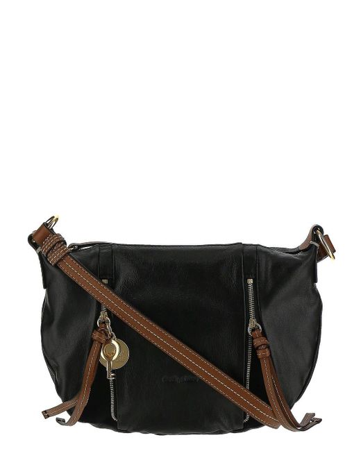 See By Chloé Leather Indra Moon Bag in Black | Lyst