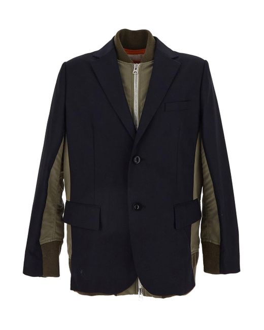 Sacai Blue Suiting X Nylon Twill Jacket for men