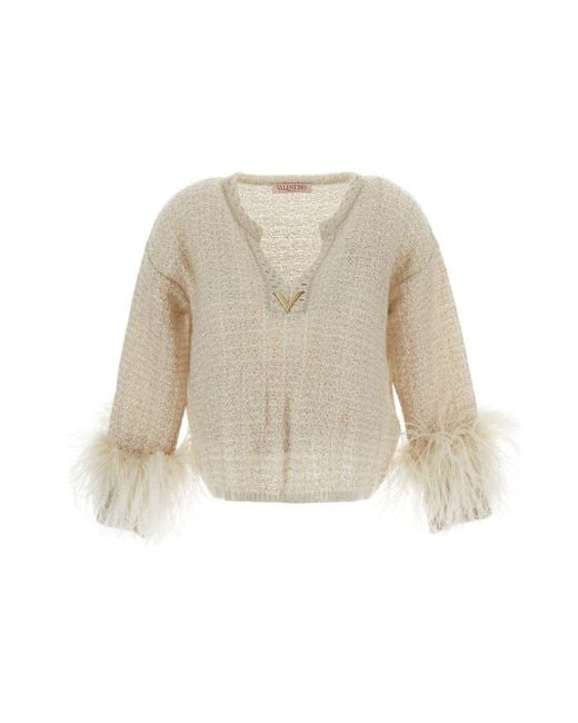 Valentino White Feathers Knit