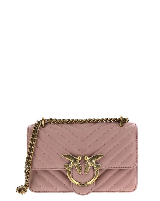 Pinko Leather Mini Love Bag Chevron in Pink | Lyst UK