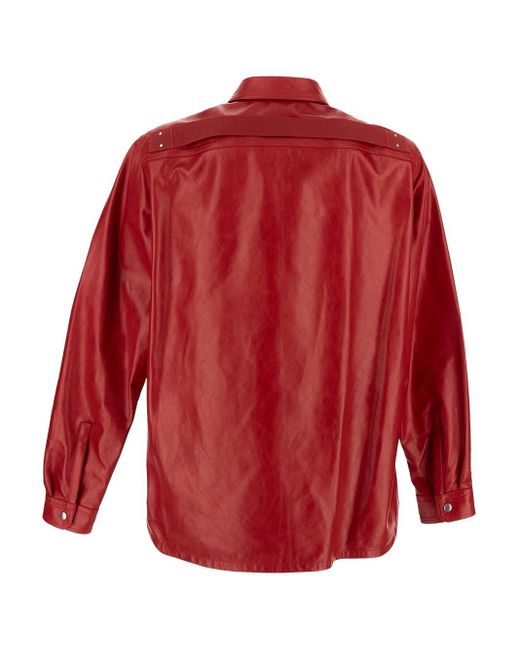 Rick Owens Red Leather Outershirt for men