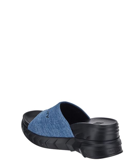 Givenchy Blue Marshmallow Wedge Logo Sandals