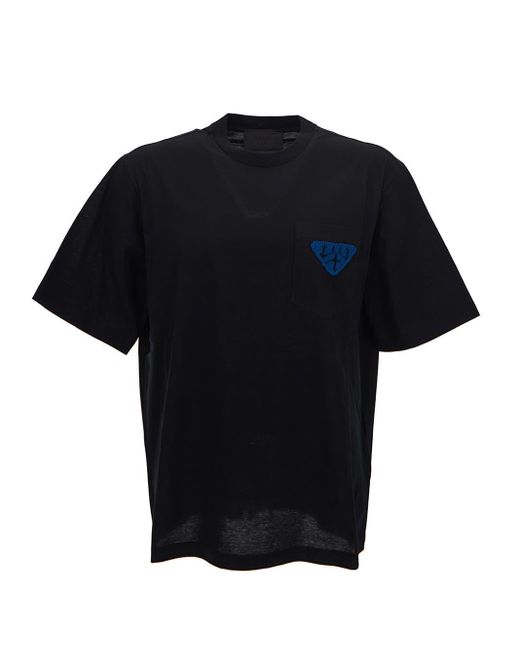 Prada Cotton Oversize T-shirt in Black for Men | Lyst