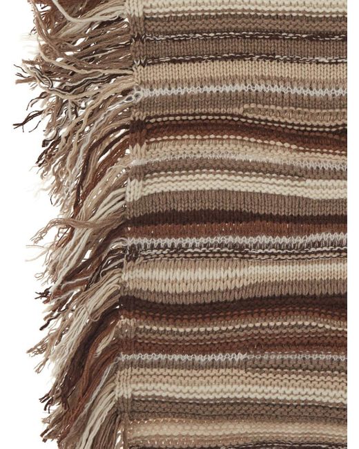 Chloé Brown Striped Fringe-detailed Scarf