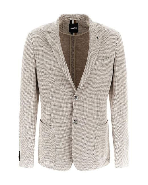 BOSS by HUGO BOSS Beige Blazer Jacket in Natural for Men | Lyst