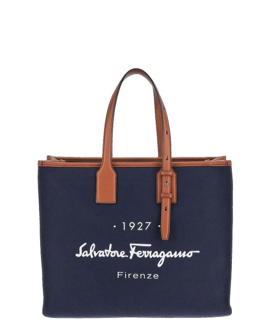 Ferragamo Blue Navy Tote Bag for men